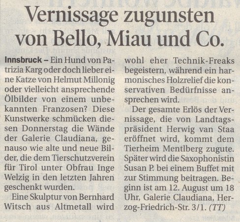 Bericht aus der Tiroler Tageszeitung, Journal&Blitzlichter